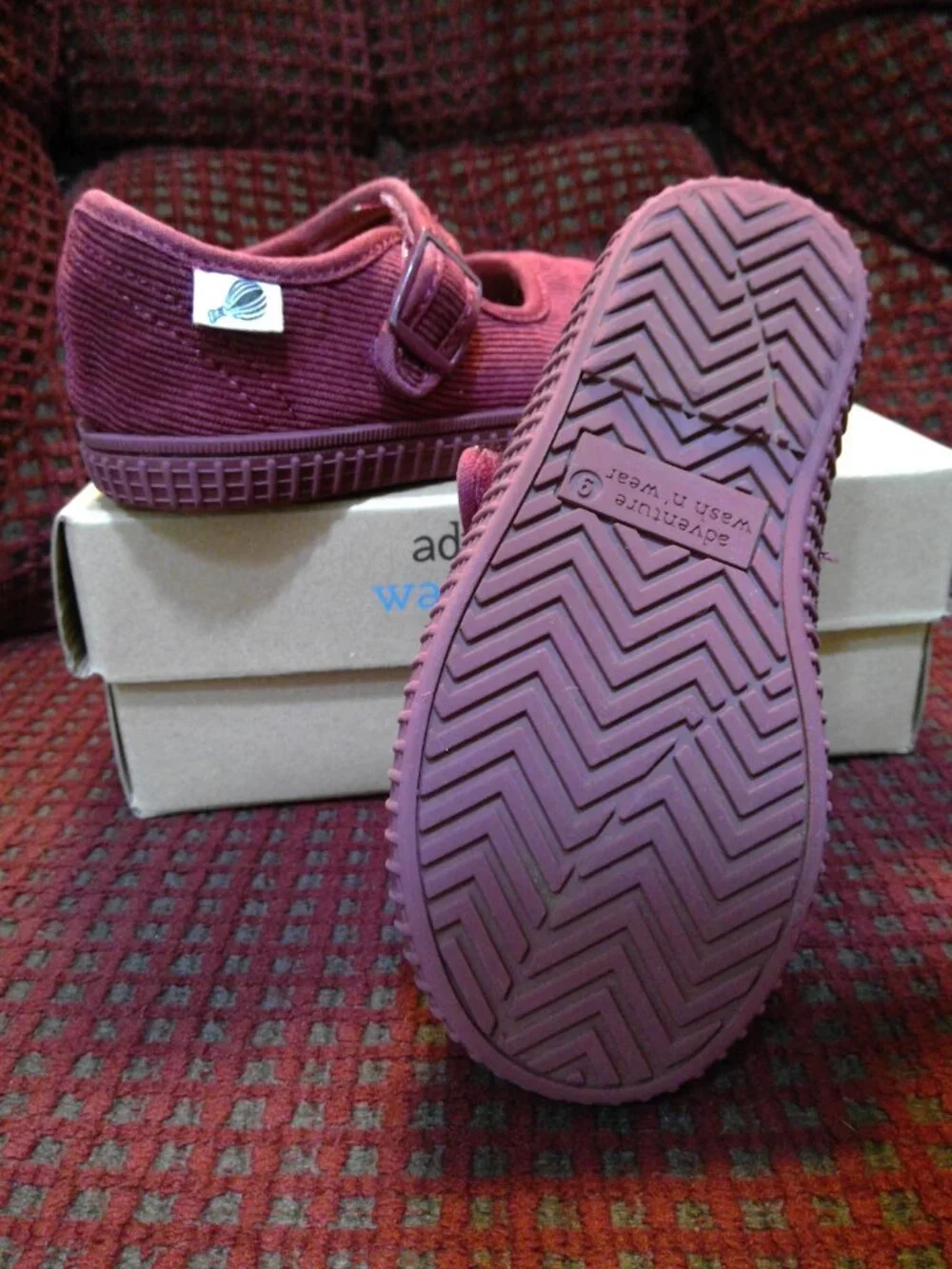 Kids Mary Jane Shoes in Light Mint and Burgundy -